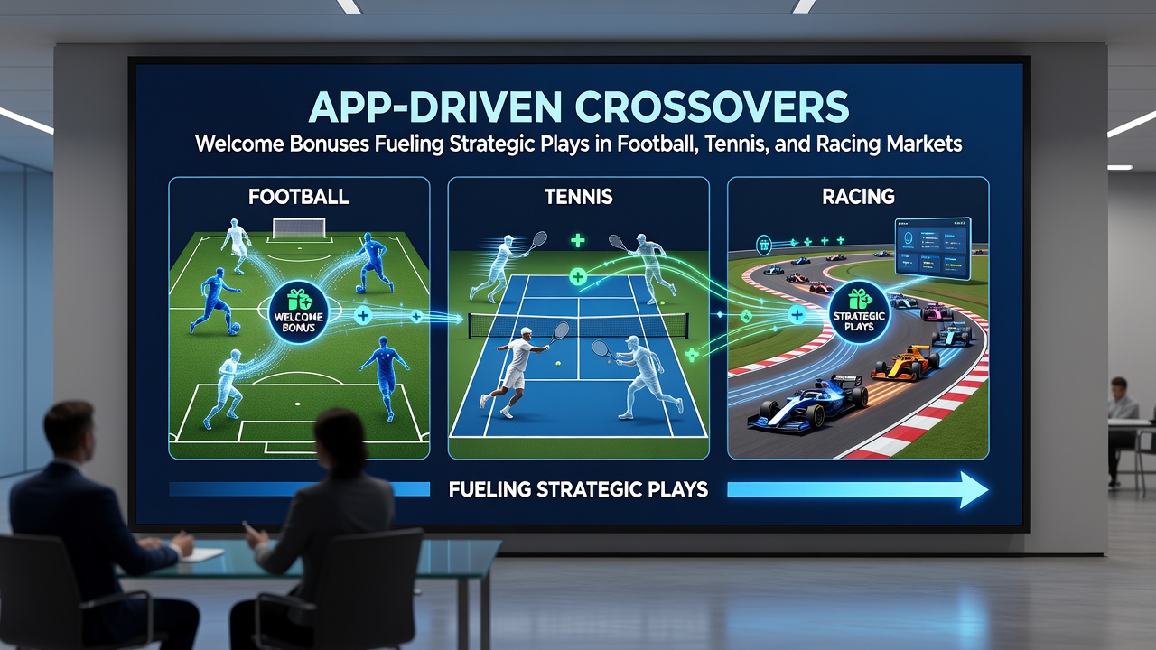 Split-screen view of app users placing strategic bets on tennis tiebreakers and horse racing photo finishes while monitoring football live odds
