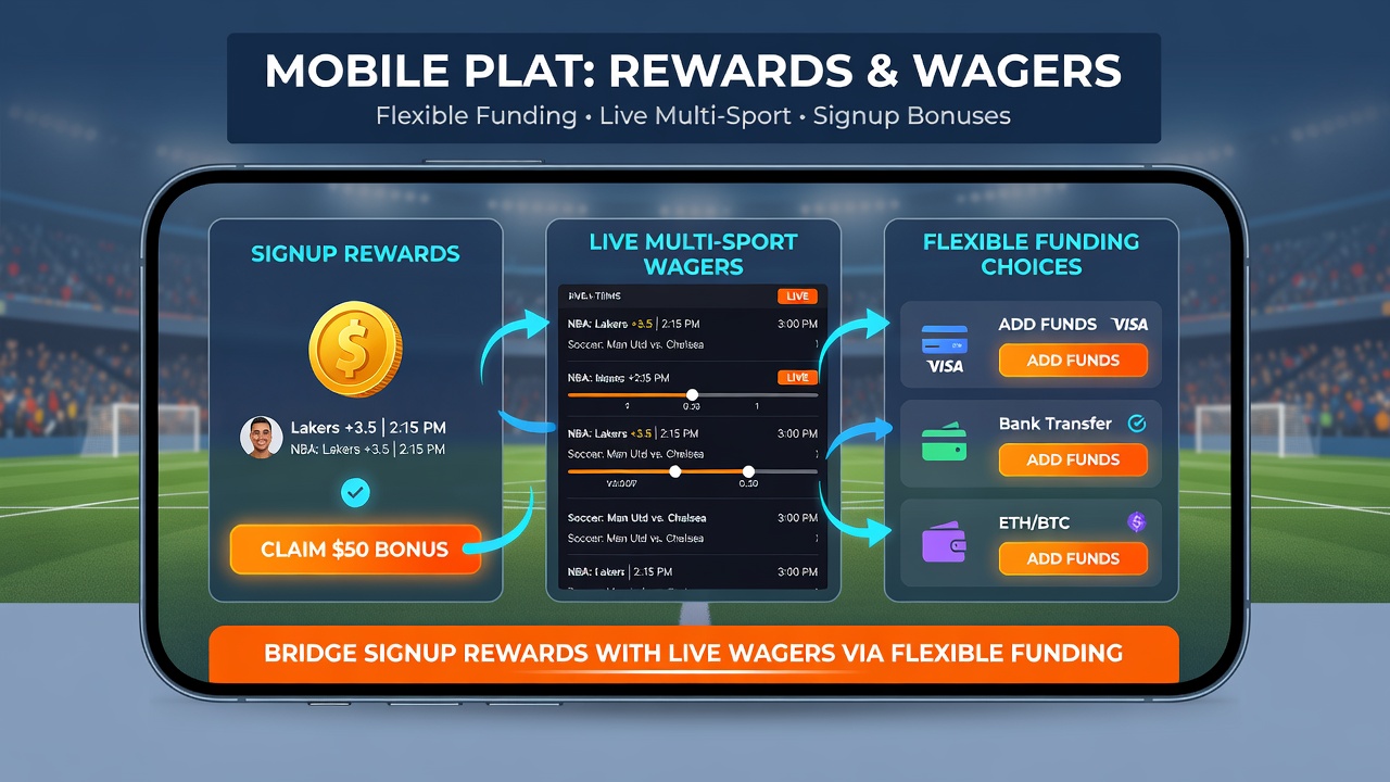 User navigating live multi-sport wagers on a mobile betting platform after applying signup rewards