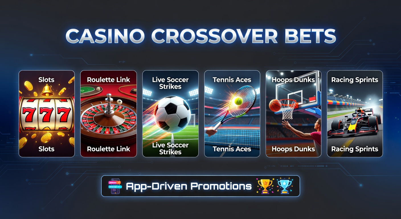 Dynamic graphic showing slot reels syncing with a soccer goal celebration, roulette wheel spinning alongside tennis aces and basketball dunks