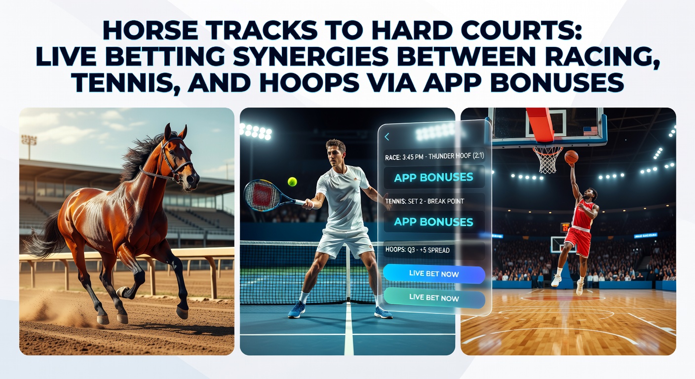 Close-up of a tennis player serving on a hard court during a live match, with overlaid graphics showing fluctuating in-play odds on a smartphone app and bonus icons