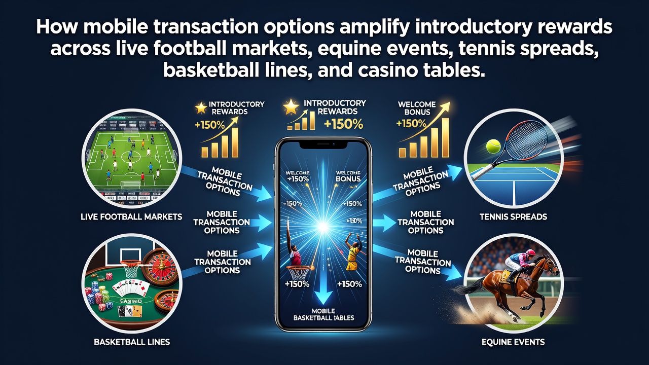 Mobile betting app displaying instant deposit options and active welcome bonus indicators across sports markets