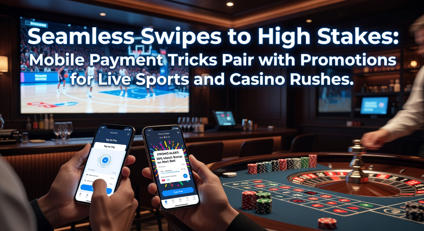 Smartphone displaying a mobile betting app with quick payment options during a live sports event, highlighting seamless transaction interfaces and promotional banners