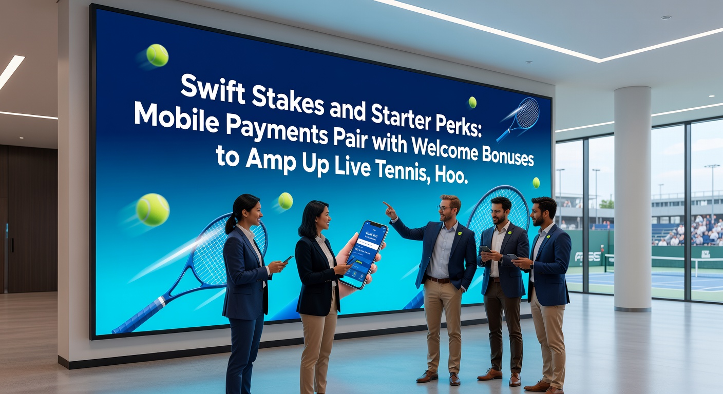 Close-up of a smartphone screen displaying a welcome bonus popup during a live basketball game, with deposit confirmation and odds for tennis and racing in the background