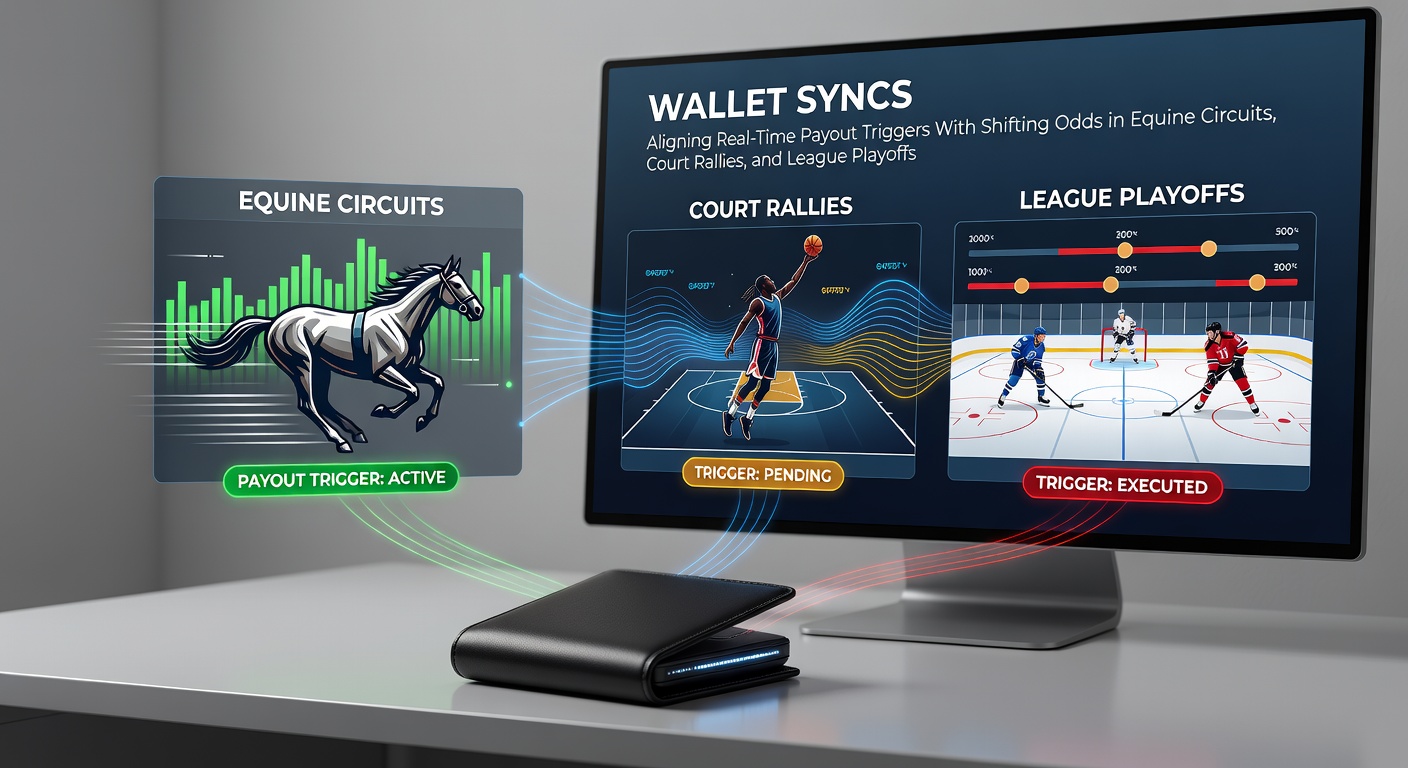 Digital wallet interface displaying synchronized real-time betting payouts during a live horse race with fluctuating odds displayed on screen
